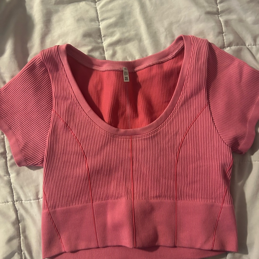 Aerie Pink Ribbed Crop Top